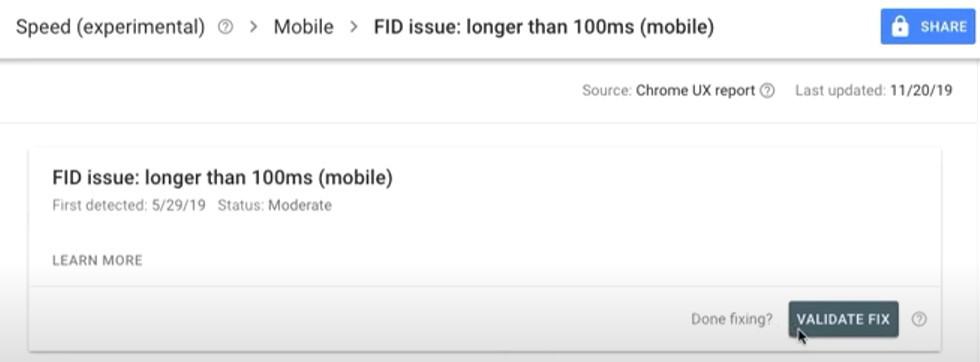 Google Search Console 更新:速度報告讓您了解您的網站速度 FID (first input delay)