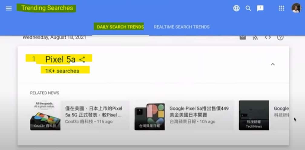 Google Trends 15 周年,如何使用比較好? Trending Searches