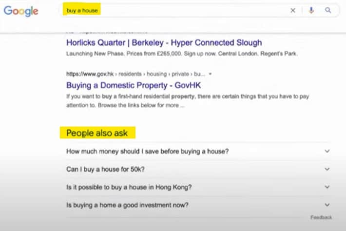 做 SEO 靠 PAA 是可以取得不錯的排名? buy a house Google 搜尋結果