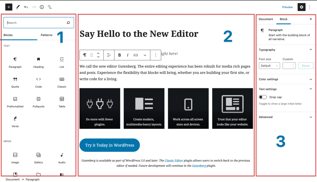 Elementor 市場份額 6.9%,WordPress 市場份額 43% WordPress block editor 界面