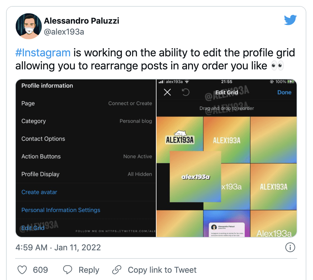 Instagram 測試「重新排版」功能,不再怕「弄歪」個人檔案?還有這項新功能⋯⋯ Instagram 測試「重新排版」功能,不再怕「弄歪」個人檔案?還有這項新功能⋯⋯