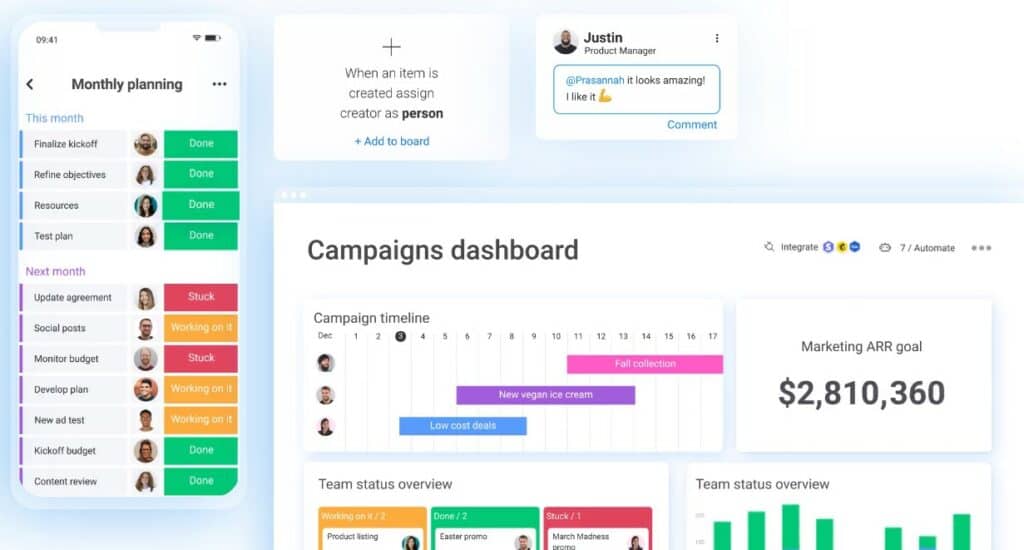 5 個網上協作工具 - Asana / Monday / Slack / Spatial Chat / Trello Monday.com ARR Goal
