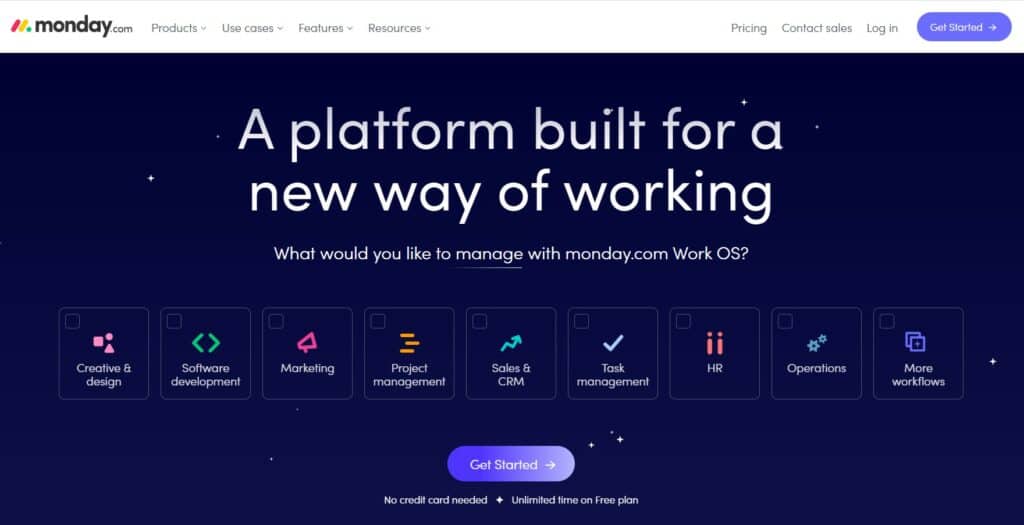 5 個網上協作工具 - Asana / Monday / Slack / Spatial Chat / Trello Monday.com Home Page